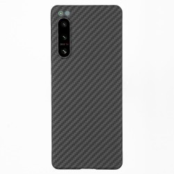 Husa fibra carbon SILKASE pentru Sony Xperia 5 IV, aramid kevlar, negru