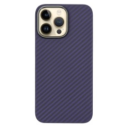 Husa fibra carbon SILKASE pentru Apple iPhone 14 Pro Max, aramid kevlar, metal camera, mov