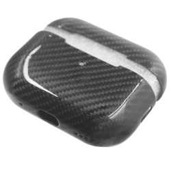 Husa fibra Carbon SILKASE pentru Airpods Pro 2, culoare negru, kevlar lucios