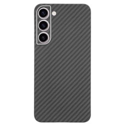 Husa fibra de carbon SILKASE MagSafe pentru Samsung S23, protectie camera, aramid kevlar, negru