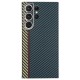 Husa fibra de carbon SILKASE MagSafe pentru Samsung S23 Ultra, protectie camera, aramid kevlar, albastru/galben (Telefoane Samsung, H2195) by www.silkase.ro
