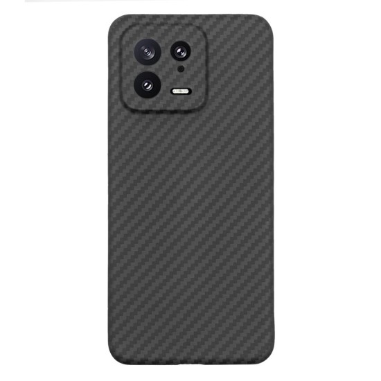 Husa fibra de carbon SILKASE MagSafe pentru Xiaomi 13, protectie camera, aramid kevlar, negru (13, H2219) by www.silkase.ro