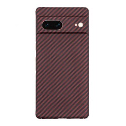 Husa fibra de carbon SILKASE pentru Google Pixel 7, aramid kevlar, negru/rosu