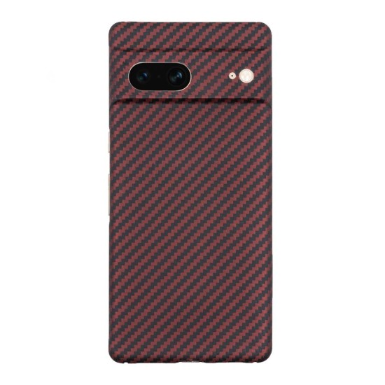 Husa fibra de carbon SILKASE pentru Google Pixel 7, aramid kevlar, negru/rosu (Telefoane Google, H2221) by www.silkase.ro