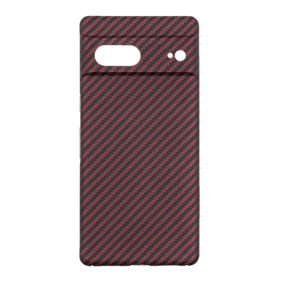 Husa fibra de carbon SILKASE pentru Google Pixel 7, aramid kevlar, negru/rosu (Telefoane Google, H2221) by www.silkase.ro