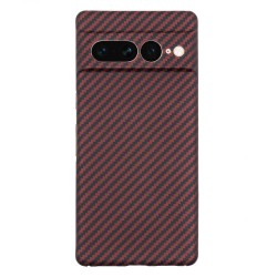 Husa fibra de carbon SILKASE pentru Google Pixel 7 Pro, aramid kevlar, negru/rosu