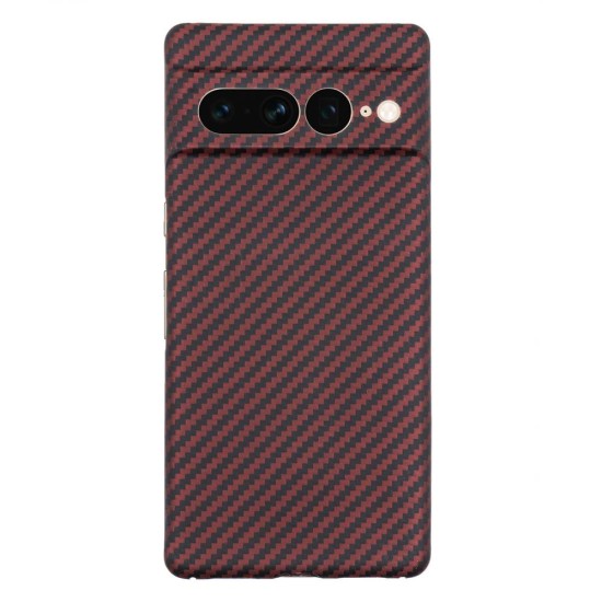 Husa fibra de carbon SILKASE pentru Google Pixel 7 Pro, aramid kevlar, negru/rosu (Telefoane Google, H2222) by www.silkase.ro