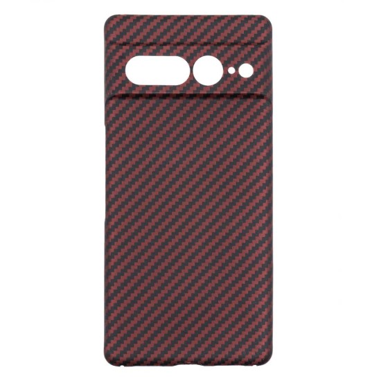 Husa fibra de carbon SILKASE pentru Google Pixel 7 Pro, aramid kevlar, negru/rosu (Telefoane Google, H2222) by www.silkase.ro