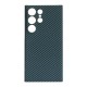 Husa fibra de carbon SILKASE pentru Samsung Galaxy S23 Ultra, protectie camera, aramid kevlar, negru/albastru (Telefoane Samsung, H2234) by www.silkase.ro