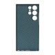 Husa fibra de carbon SILKASE pentru Samsung Galaxy S23 Ultra, protectie camera, aramid kevlar, negru/albastru (Telefoane Samsung, H2234) by www.silkase.ro