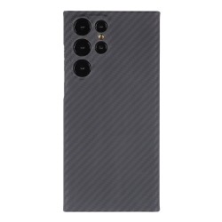 Husa fibra de carbon SILKASE pentru Samsung Galaxy S23 Ultra, protectie camera, aramid kevlar, negru carbon