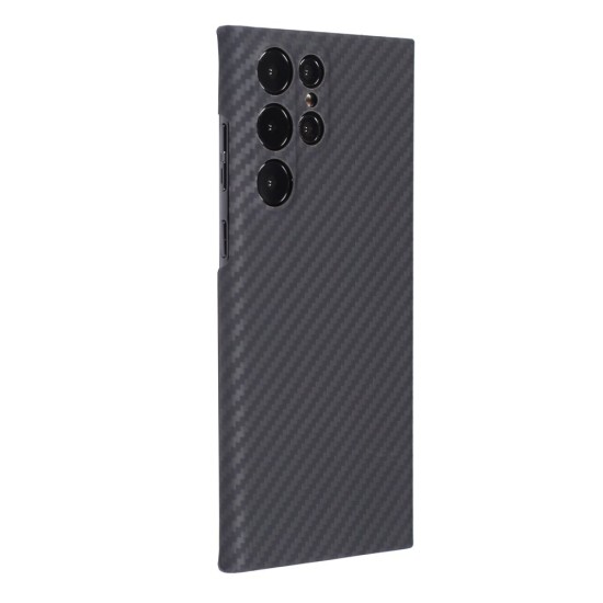 Husa fibra de carbon SILKASE pentru Samsung Galaxy S23 Ultra, protectie camera, aramid kevlar, negru carbon (Telefoane Samsung, H2235) by www.silkase.ro