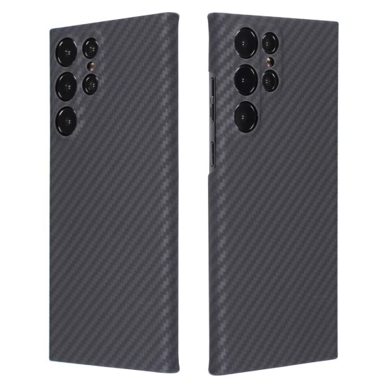 Husa fibra de carbon SILKASE pentru Samsung Galaxy S23 Ultra, protectie camera, aramid kevlar, negru carbon (Telefoane Samsung, H2235) by www.silkase.ro