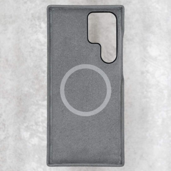 Husa Full alcantara MagSafe SILKASE pentru Samsung Galaxy S23 Ultra, culoare gri (Telefoane Samsung, H2289) by www.silkase.ro
