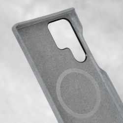 Husa Full alcantara MagSafe SILKASE pentru Samsung Galaxy S23 Ultra, culoare gri
