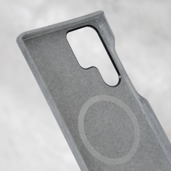 Husa Full alcantara MagSafe SILKASE pentru Samsung Galaxy S23 Ultra, culoare gri (Telefoane Samsung, H2289) by www.silkase.ro