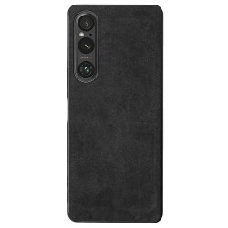 Husa alcantara SILKASE pentru Sony Xperia 1 V, material soft, culoare negru