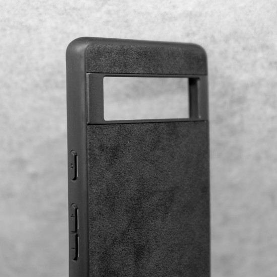 Husa alcantara SILKASE pentru Google Pixel 7A, material soft, culoare negru (Telefoane Google, H2317) by www.silkase.ro