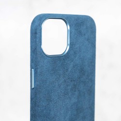 Husa Full alcantara MagSafe SILKASE pentru Apple iPhone 13 , culoare albastru