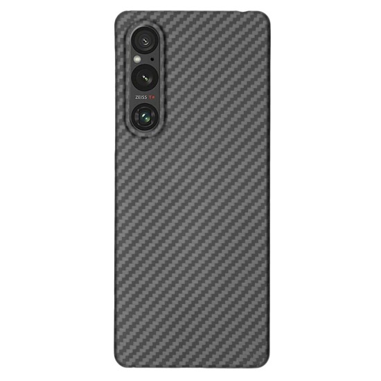 Husa fibra de carbon SILKASE pentru Sony Xperia 1 V aramid kevlar, culoare negru (Xperia 1 V, H2322) by www.silkase.ro