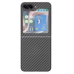 Husa fibra de carbon SILKASE pentru Samsung Z Flip 5, aramid kevlar, camera protection, culoare negru 