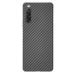 Husa fibra de carbon SILKASE pentru Sony Xperia 10 V aramid kevlar, culoare negru 