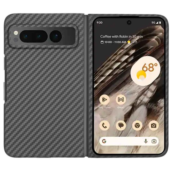 Husa fibra de carbon SILKASE pentru Google Pixel Fold, aramid kevlar, culoare negru (Telefoane Google, H2328) by www.silkase.ro