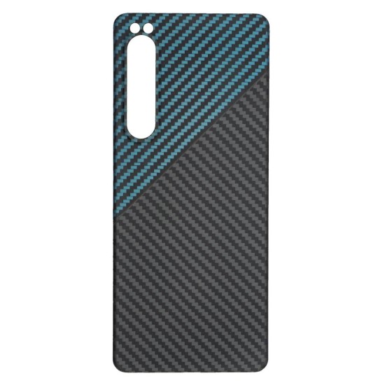 Husa fibra de carbon SILKASE pentru Sony Xperia 1 IV aramid kevlar, culoare albastru/negru (Xperia 1 IV, H2329) by www.silkase.ro