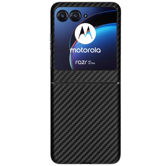 Husa fibra de carbon SILKASE pentru Motorola Razr 40 Ultra, aramid kevlar, negru mat (Razr 40 Ultra, H2337) by www.silkase.ro