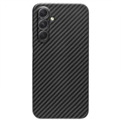 Husa fibra de carbon SILKASE pentru Samsung Galaxy A54, aramid kevlar, negru mat