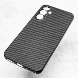 Husa fibra de carbon SILKASE pentru Samsung Galaxy A54, aramid kevlar, negru mat