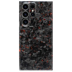 Husa fibra de carbon SILKASE pentru Samsung Galaxy S23 Ultra, Forged kevlar, Negru/Rosu