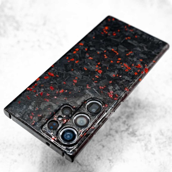 Husa fibra de carbon SILKASE pentru Samsung Galaxy S23 Ultra, Forged kevlar, Negru/Rosu (Telefoane Samsung, H2341) by www.silkase.ro
