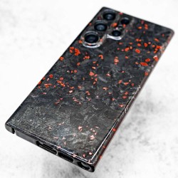 Husa fibra de carbon SILKASE pentru Samsung Galaxy S23 Ultra, Forged kevlar, Negru/Rosu