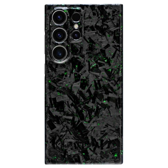 Husa fibra de carbon SILKASE pentru Samsung Galaxy S23 Ultra, Forged kevlar, Negru/Verde (Telefoane Samsung, H2342) by www.silkase.ro