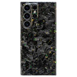 Husa fibra de carbon SILKASE pentru Samsung Galaxy S23 Ultra, Forged kevlar, Negru/Gold