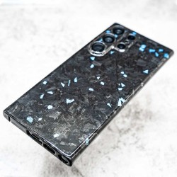 Husa fibra de carbon SILKASE pentru Samsung Galaxy S23 Ultra, Forged kevlar, Negru/Albastru