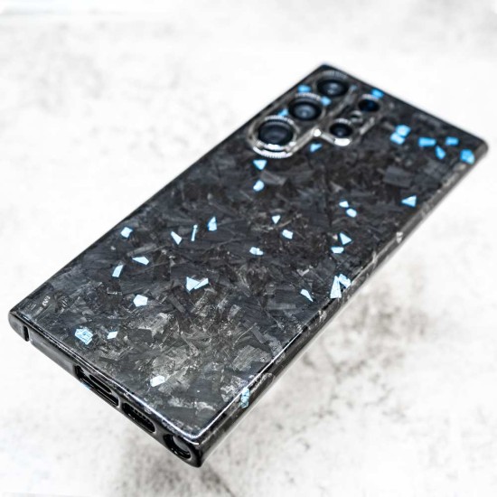 Husa fibra de carbon SILKASE pentru Samsung Galaxy S23 Ultra, Forged kevlar, Negru/Albastru (Telefoane Samsung, H2344) by www.silkase.ro
