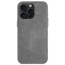 Husa Full alcantara MagSafe SILKASE pentru Apple iPhone 15 Pro Max, culoare gri