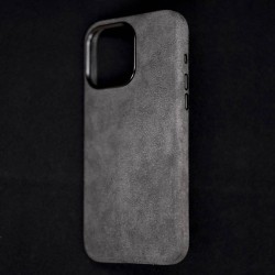 Husa Full alcantara MagSafe SILKASE pentru Apple iPhone 15 Pro Max, culoare gri