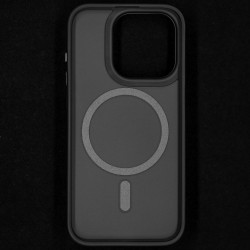 Husa SILKASE Hybrid MagSafe, pentru Apple iPhone 15 Pro Max, inel protectie camera, culoare negru