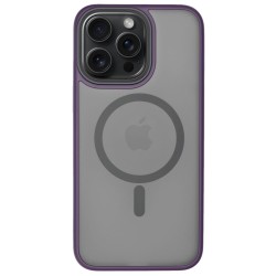 Husa SILKASE Hybrid MagSafe, pentru Apple iPhone 15 Pro Max, inel protectie camera, culoare mov