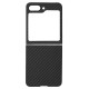 Husa fibra de carbon SILKASE pentru Samsung Galaxy Z Flip 5, Magsafe, aramid kevlar, negru mat (Telefoane Samsung, H2436) by www.silkase.ro