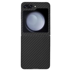 Husa fibra de carbon SILKASE pentru Samsung Galaxy Z Flip 5, Magsafe, aramid kevlar, negru mat