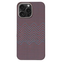Husa fibra de carbon MagSafe SILKASE pentru Apple iPhone 15 Pro Max, aramid kevlar, metal camera, rosu