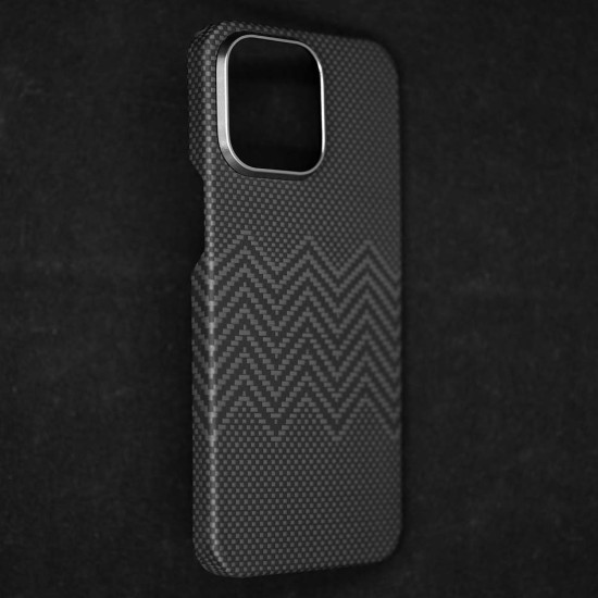 Husa fibra de carbon MagSafe SILKASE pentru Apple iPhone 15 Pro Max, aramid kevlar, metal camera, negru (iPhone 15 Pro Max, H2472) by www.silkase.ro