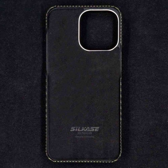Husa fibra de carbon MagSafe SILKASE pentru Apple iPhone 15 Pro Max, aramid kevlar, metal camera, galben (SILKASE, iPhone 15 Pro Max) by www.silkase.ro Husa fibra de carbon MagSafe SILKASE pentru Apple iPhone 15 Pro Max, aramid kevlar, metal camera, galben (iPhone 15 Pro Max, H2473) by www.silkase.ro