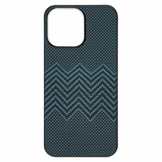 Husa fibra de carbon MagSafe SILKASE pentru Apple iPhone 15 Pro Max, aramid kevlar, metal camera, albastru (iPhone 15 Pro Max, H2474) by www.silkase.ro