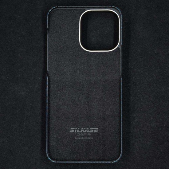 Husa fibra de carbon MagSafe SILKASE pentru Apple iPhone 15 Pro Max, aramid kevlar, metal camera, albastru (iPhone 15 Pro Max, H2474) by www.silkase.ro