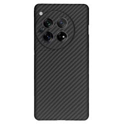Husa fibra de carbon SILKASE pentru OnePlus 12, aramid kevlar, metal camera, negru mat
